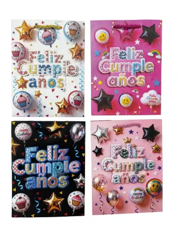 BOLSA DE REGALO FELIZ CUMPLEAÑOS GRANDE 30X42 CM RF- PARTY ON 1305
