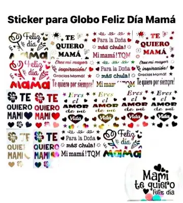 STIKER PARA GLOBO FELIZ DIA MAMA RF-DF257