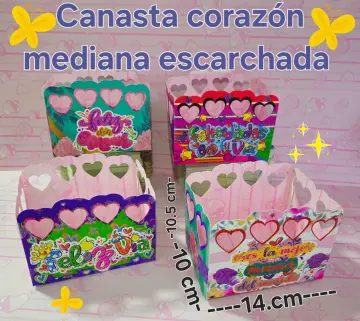 CANASTA MEDIANA CORAZÓN ESCARCHADA x12