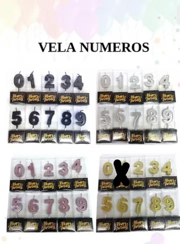 VELA NUMERO DORADA Y PLATEADA RF-DF-230