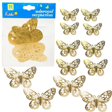 MARIPOSA DECORATIVA DORADA X12 RF:10299