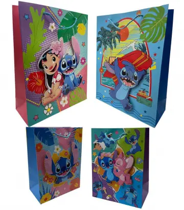 BOLSA DE REGALO STITCH ESCARCHADA ALTO RELIEVE GRANDE 32X26CM RF:IF7363