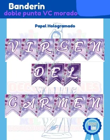 BANDERIN LETRERO VIRGEN DEL CARMEN