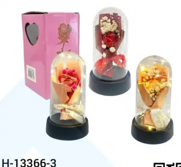 RAMO DE ROSA EN CAPSULA 15X8.5 CM RF:13366-3