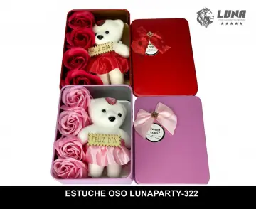 COFRE CUADRADO CON OSO Y ROSAS RF:LUNA PARTY-322