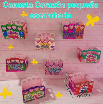 CANASTA PEQUEÑA CORAZÓN ESCARCHADA x12
