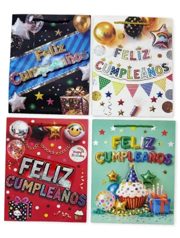 BOLSA DE REGALO FELIZ CUMPLEAÑOS GRANDE 30X42 CM RF- PARTY ON 1290