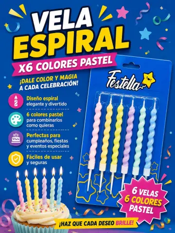 VELA ESPIRAL PASTEL X6 RF:11966