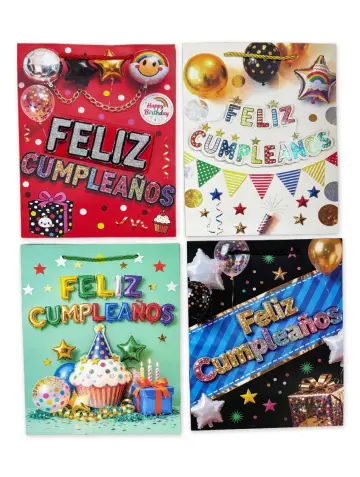 BOLSA DE REGALO FELIZ CUMPLEAÑOS MEDIANA 26X32 CM RF- PARTY ON 1289