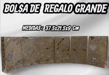 BOLSA DE REGALO KRAFT GRANDE  ESTAMPADA X12